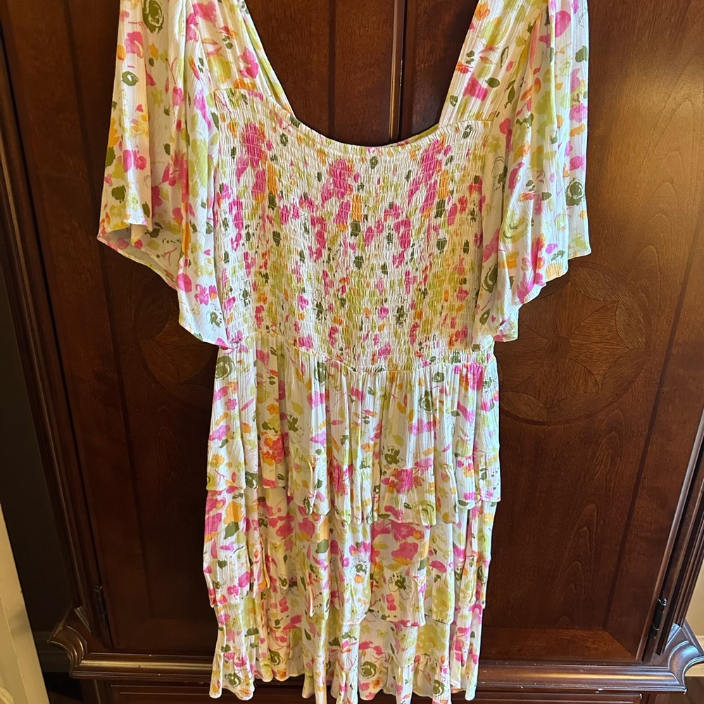 Chelsea & Violet Floral Pink and Green Dress